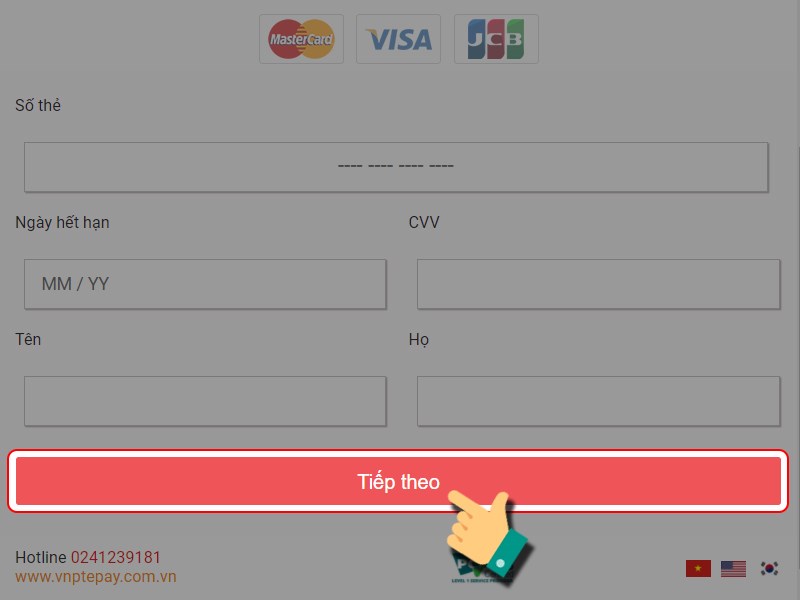 Nhấn Tiếp theo để thanh to&aacute;n
