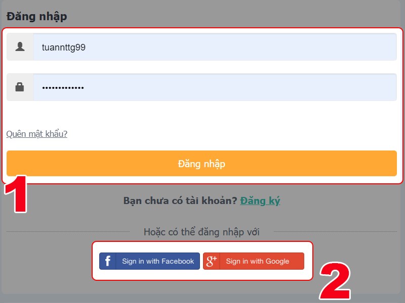 Đăng nhập t&agrave;i khoản game của bạn