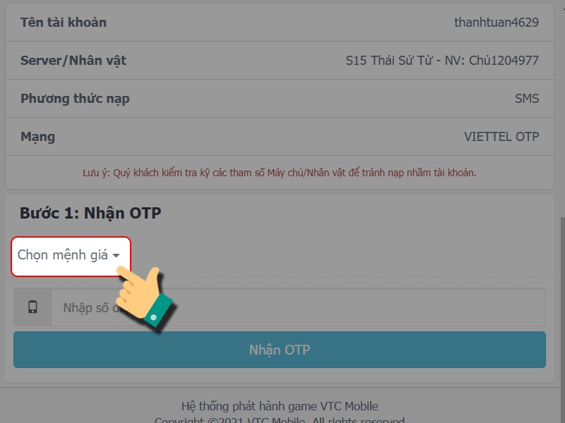 Chọn mệnh gi&aacute;