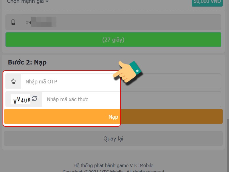 Nhập m&atilde; OTP, m&atilde; x&aacute;c thực