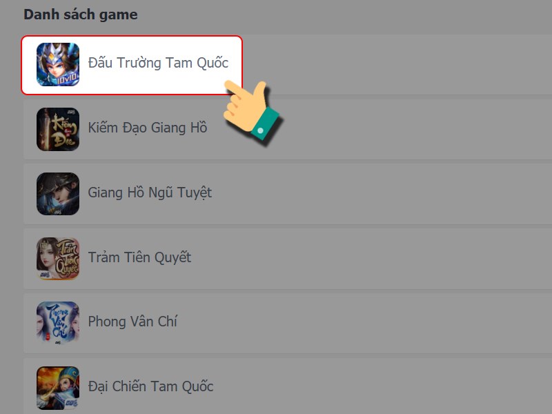 Chọn game Đấu Trường Tam Quốc