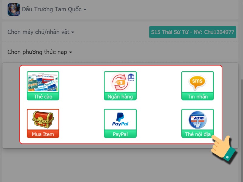 Chọn phương thức thanh to&aacute;n bạn muốn sử dụng
