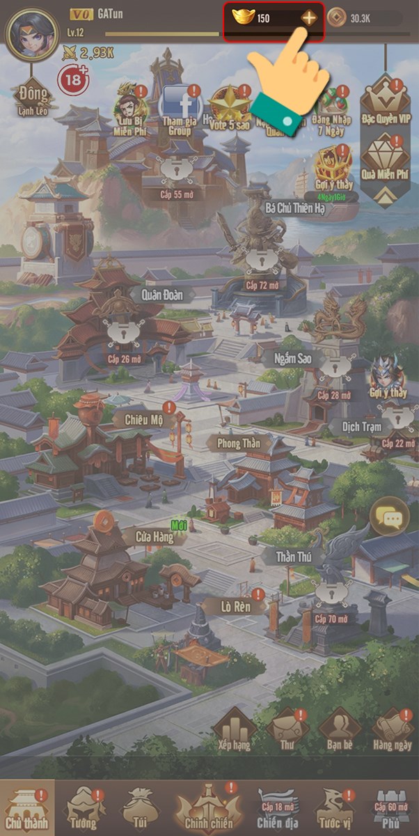 Nhấn v&agrave;o biểu tượng dấu +