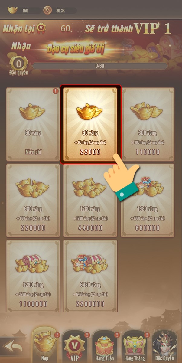 Chọn g&oacute;i nạp