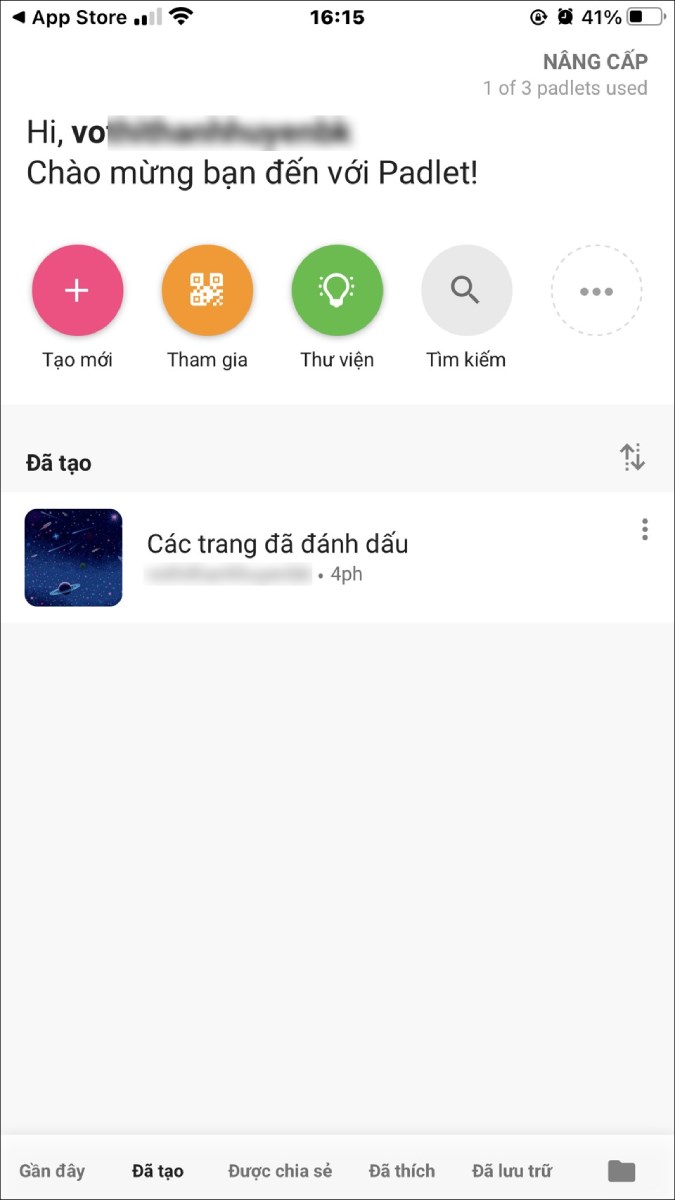 Xem giao diện trang chủ app Padlet