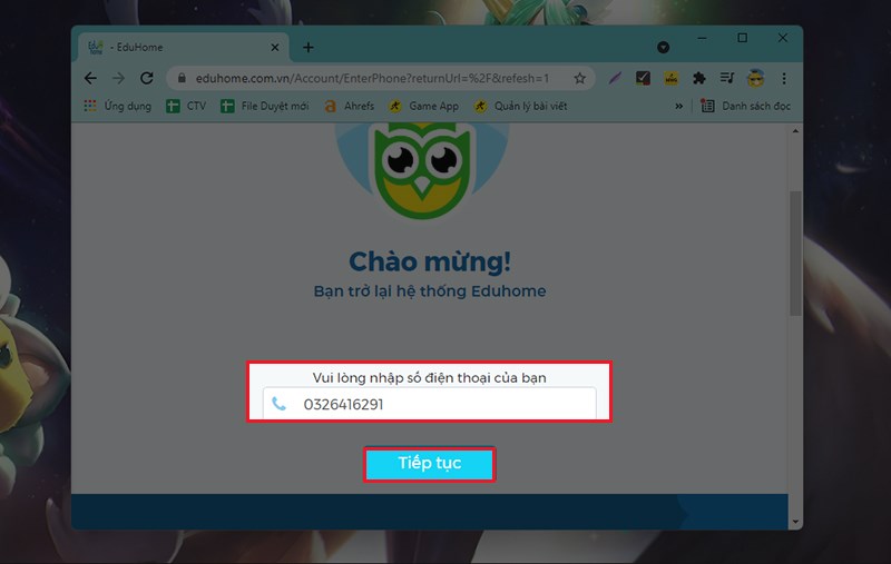 Nh&acirc;p số điện thoại của bạn