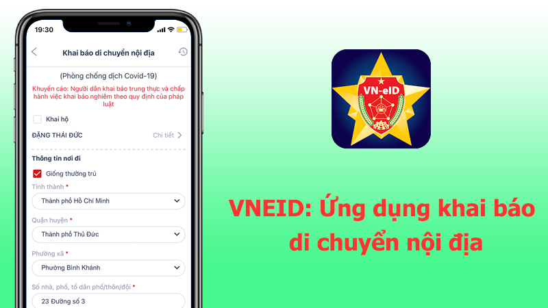 VNEID: App khai b&aacute;o di chuyển nội địa, di biến động d&acirc;n cư
