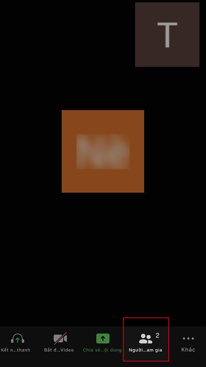 Nhấn v&agrave;o biểu tượng Người tham gia