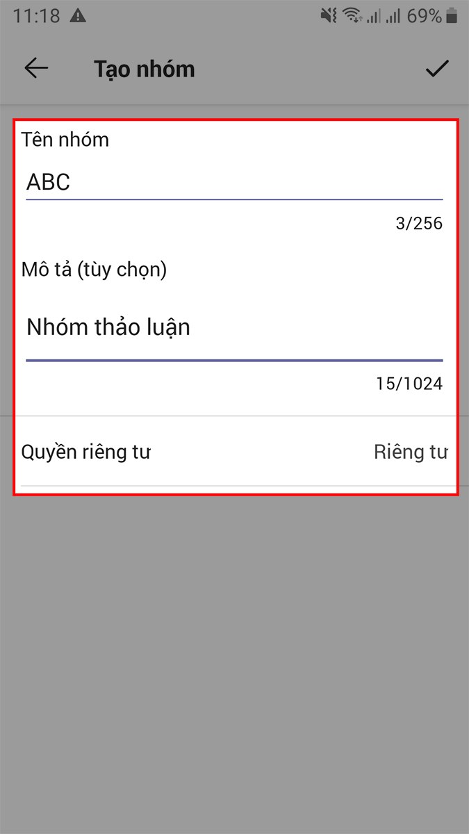 Tại mục Tạo nhóm, sẽ có 3 thông tin bạn cần thiết lập