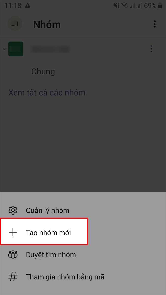 Chọn Tạo nhóm mới