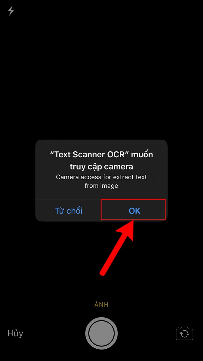 Cho phép Text Scanner truy cập Camera