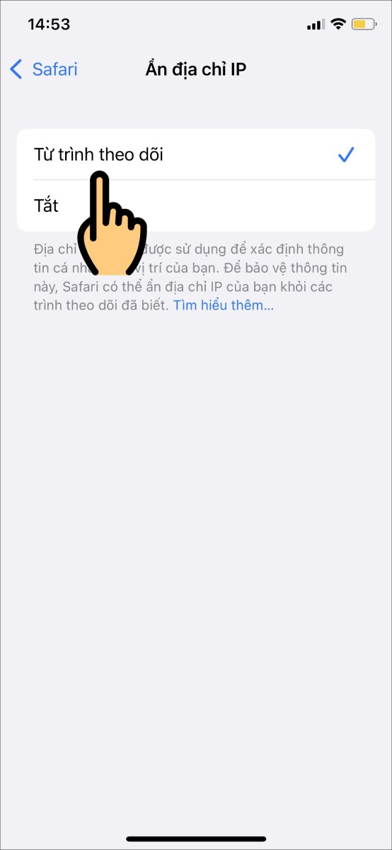 Chọn mục Từ trình theo dõi