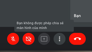 Sau khi tắt tính năng chia sẻ màn hình, biểu tượng chia sẻ màn hình sẽ được làm mờ