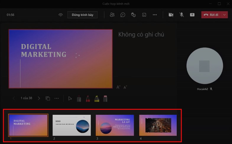 Hoặc bạn có thể nhấn chọn slide PowerPoint ở phía bên dưới