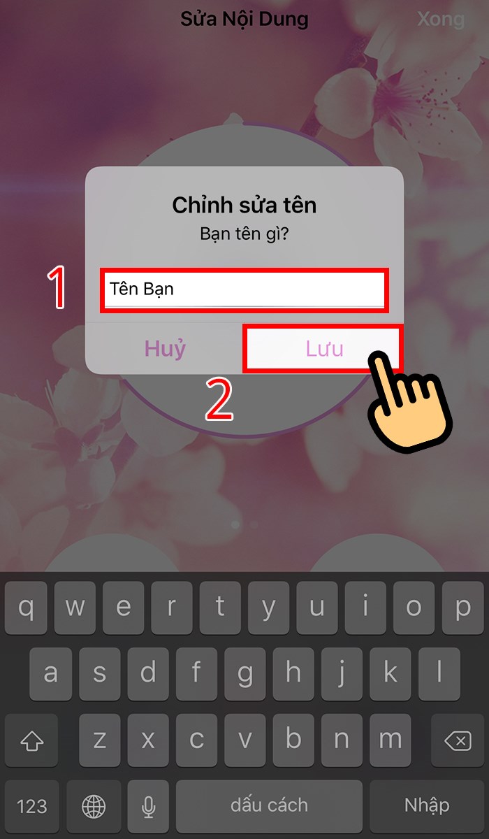 Nhập tên ở ô số 1 và nhấn nút Lưu