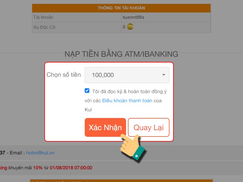 Chọn gói nạp Chọn gói nạp