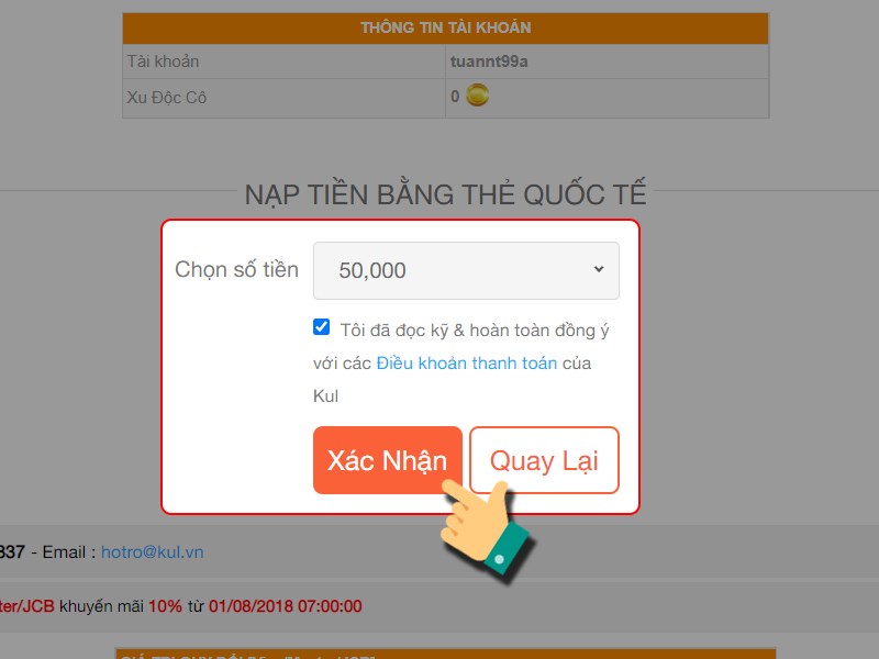 Chọn gói nạp Chọn gói nạp