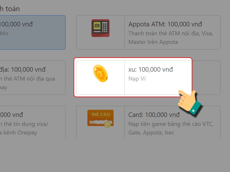 Chọn phương thức thanh to&aacute;n