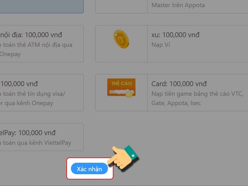 Nhấn X&aacute;c nhận