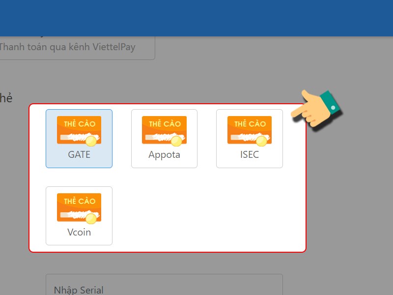 Chọn loại thẻ c&agrave;o