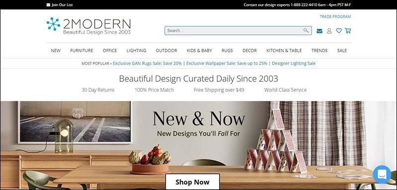 2Modern: Trang web nội thất nước ngoài