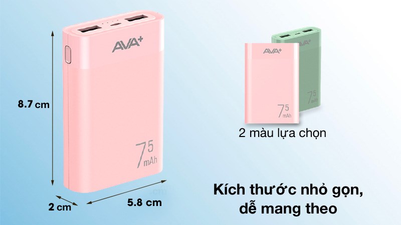  AVA+ LJ JP199 có thiết kế nhỏ gọn, dễ mang theo