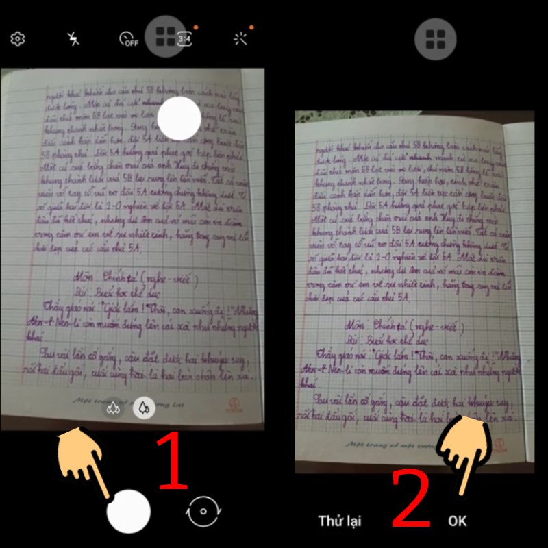 Nhấn nút tròn màu trắng để chụp ảnh và chọn OK