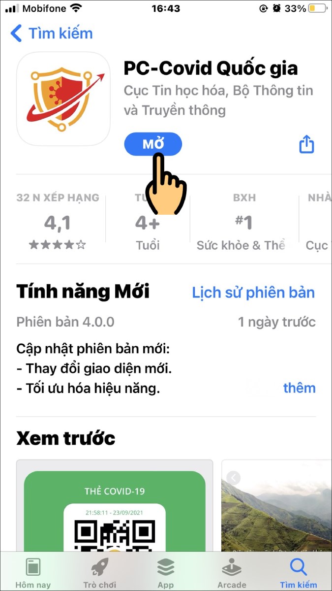 Nhấn nút Mở