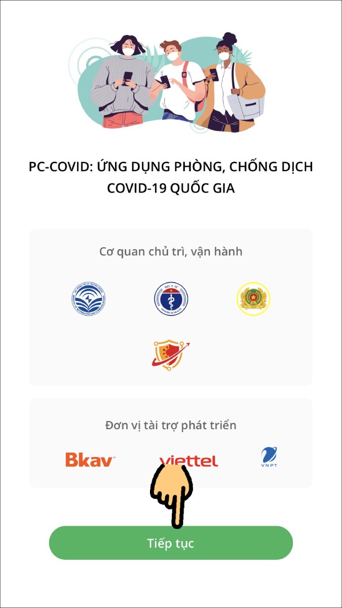 Nhấn Tiếp tục