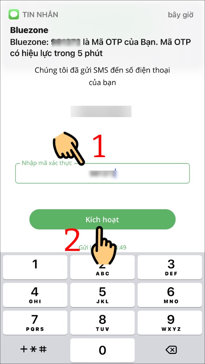 Nhập mã xác thực và nhấn Kích hoạt