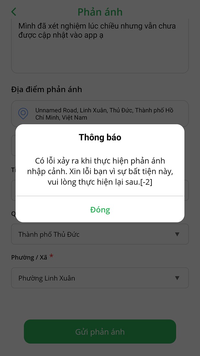 Danh sách phản ánh