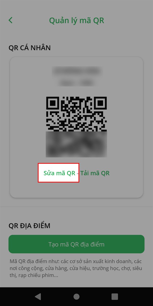 Chọn Sửa mã QR