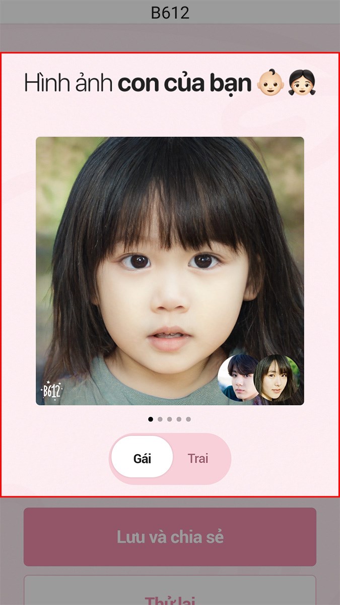 Cách ghép ảnh bố mẹ ra mặt con bằng app B612 cực đơn giản