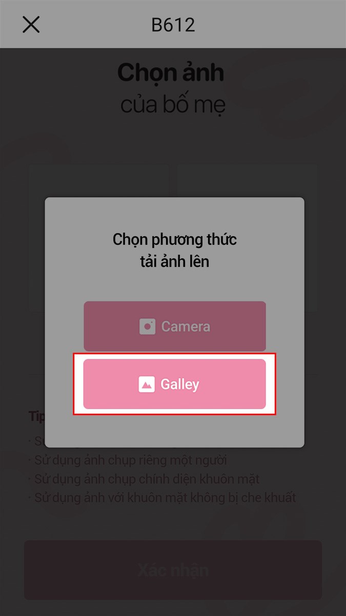 Chọn Galley > Chọn ảnh cần ghép Chọn Galley > Chọn ảnh cần ghép