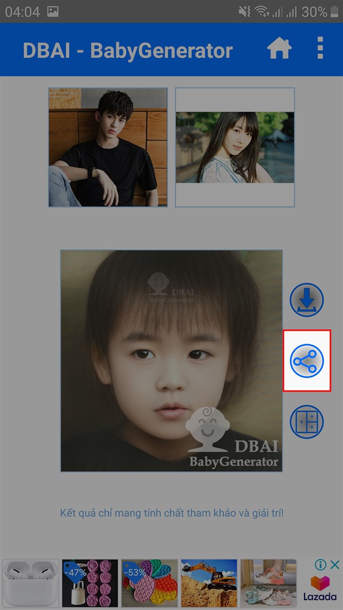 V&agrave; chọn biểu tượng chia sẻ