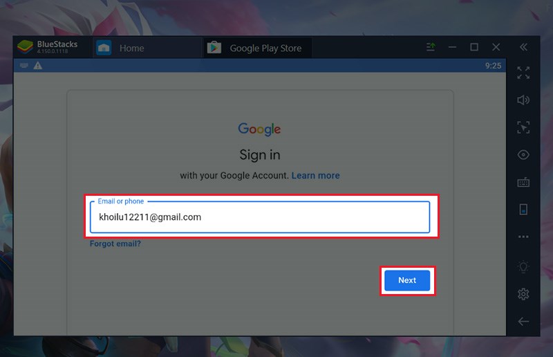 Nhập tài khoản Gmail (Google) Nhập tài khoản Gmail (Google)