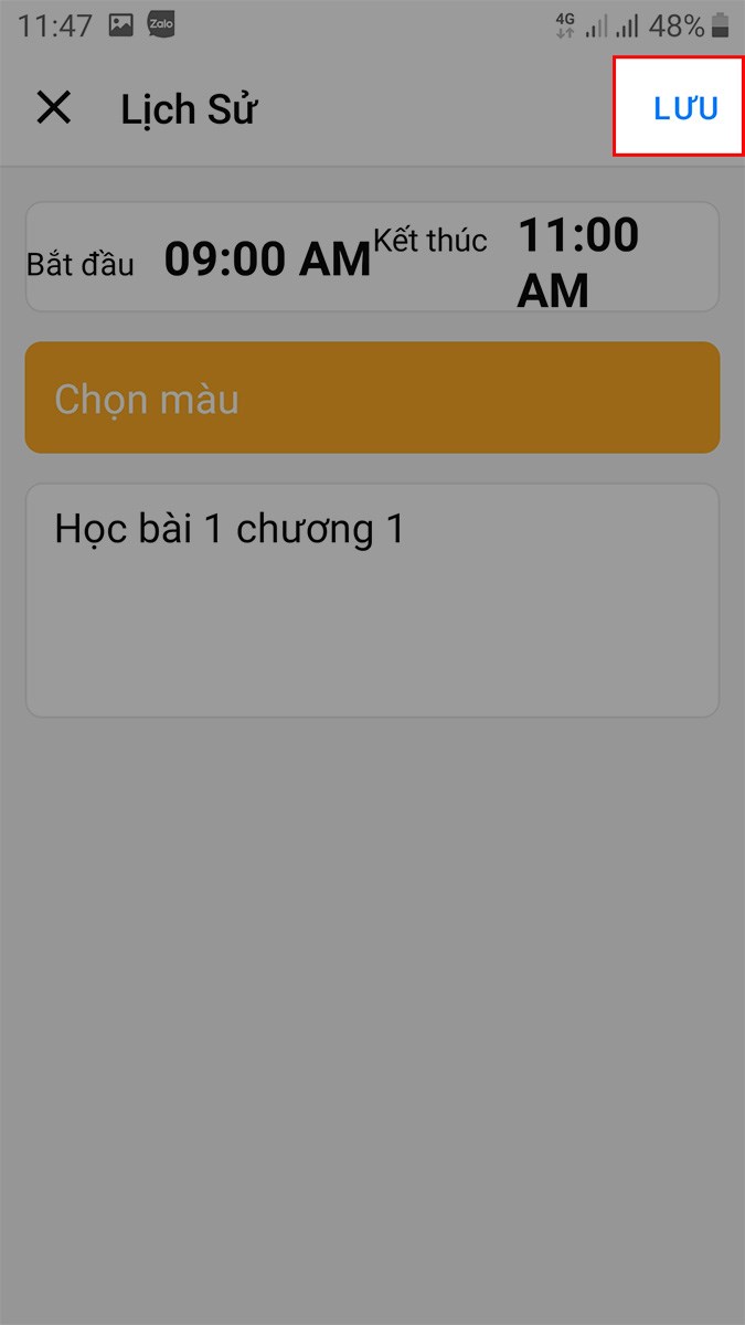 Sau khi điền xong c&aacute;c th&ocirc;ng tin, chọn LƯU