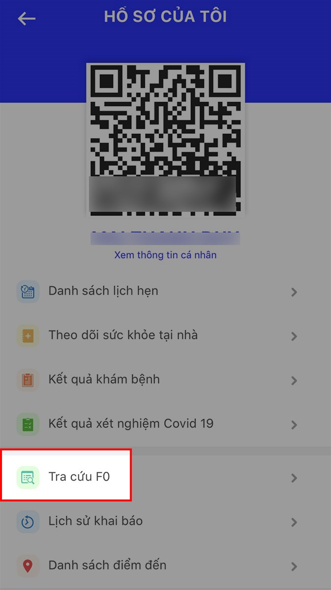 Chọn Tra cứu F0 Chọn Tra cứu F0