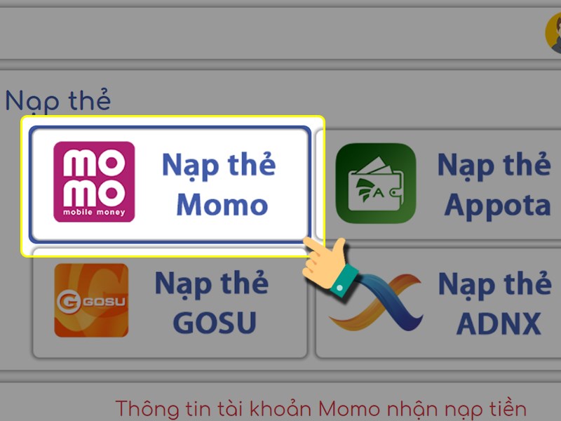 Nạp bằng ví MoMo