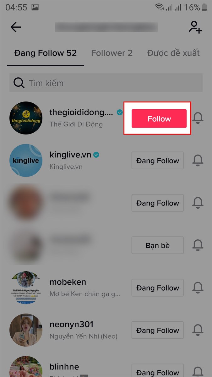 Kết quả sau khi bỏ follow trên TikTok Kết quả sau khi bỏ follow trên TikTok