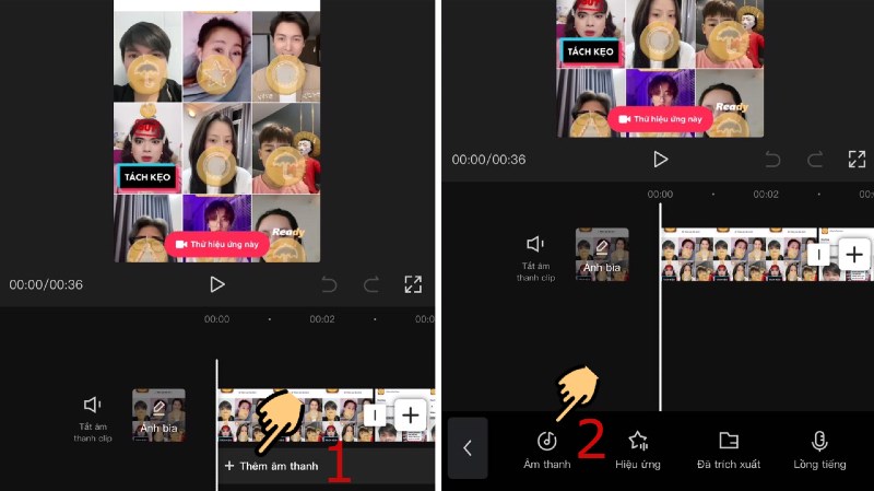 Nhấn v&agrave;o&nbsp; + Th&ecirc;m &acirc;m thanh v&agrave; chọn mục &Acirc;m thanh
