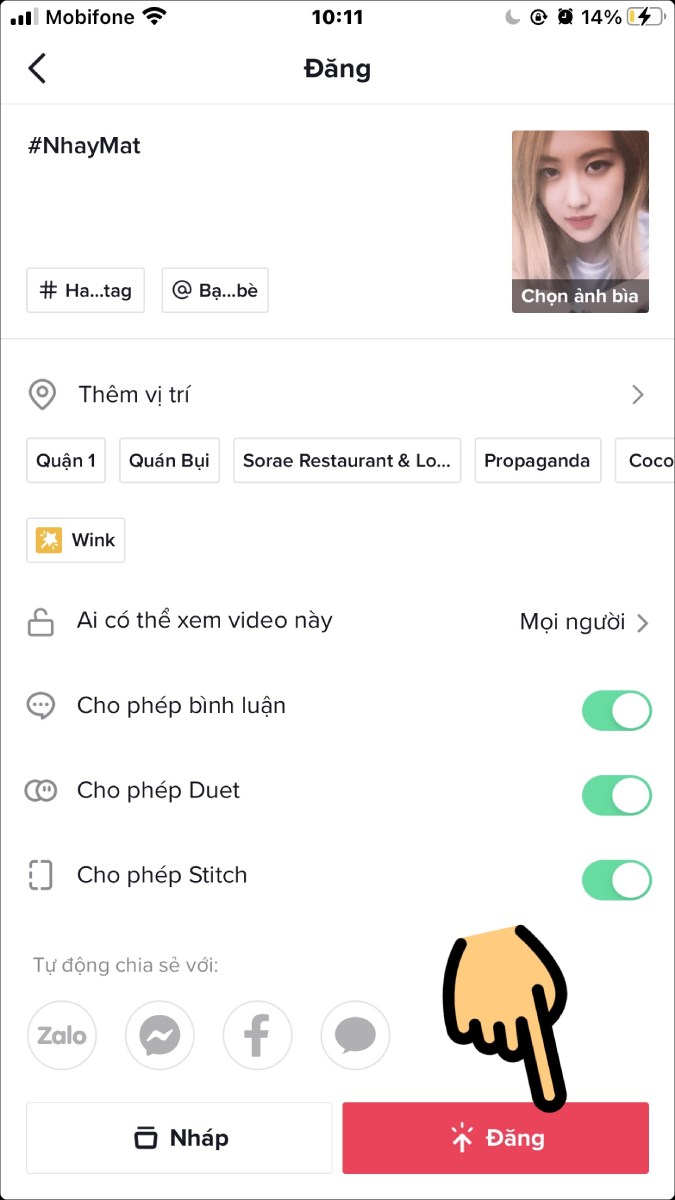 Nhấn n&uacute;t Đăng