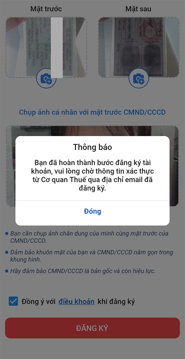 Th&ocirc;ng b&aacute;o đăng k&yacute; th&agrave;nh c&ocirc;ng