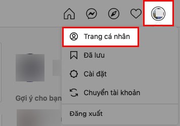 Mở Instagram tr&ecirc;n m&aacute;y t&iacute;nh, nhấn v&agrave;o ảnh đại diện của bạn > Chọn Trang c&aacute; nh&acirc;n
