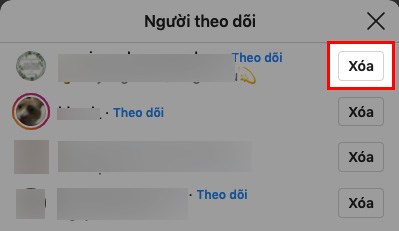 Chọn t&agrave;i khoản của người theo d&otilde;i m&agrave; bạn muốn x&oacute;a > Chọn X&oacute;a