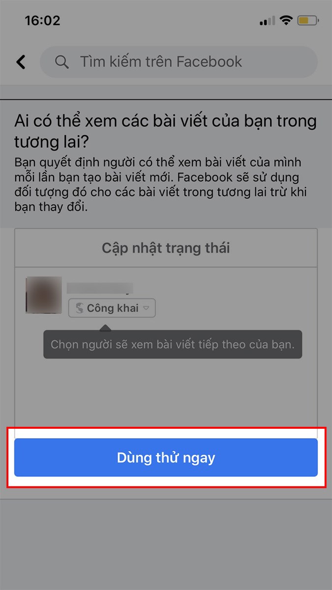 Chọn Dùng thử ngay