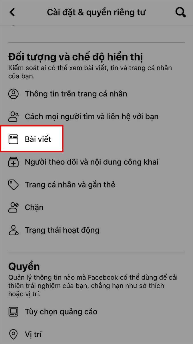 Chọn Bài viết tại mục Đối tượng và chế độ hiển thị