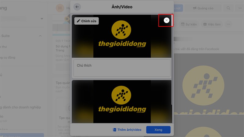 Chọn biểu tượng dấu X ở g&oacute;c tr&ecirc;n b&ecirc;n phải ảnh m&agrave; bạn muốn x&oacute;a