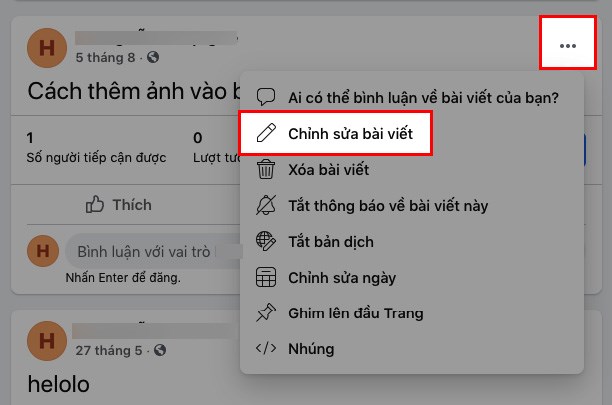 2 Cách Thêm Ảnh Vào Bài Viết Đã Đăng Trên Fanpage Facebook