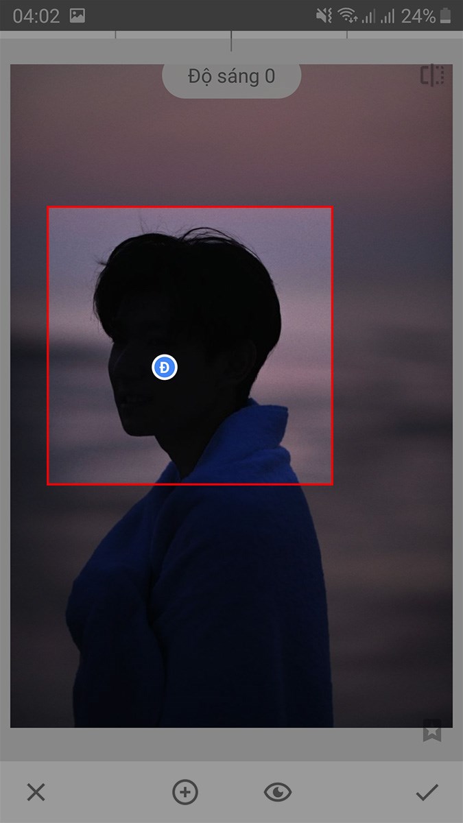 Nhấn vào khu vực bị ngược sáng trong ảnh để tạo điểm đánh dấu Đ